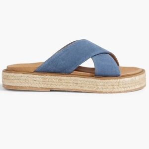 Iris & Ink Suede Blue Espadrille Slide Sandals